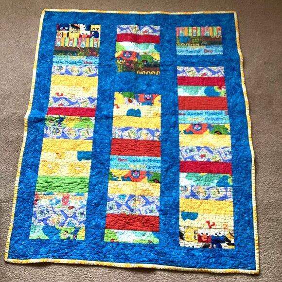 Elmo Sesame Street Handmade Baby Boy Toddler Quilt Comforter Blanket Bedding - Picture 1 of 8